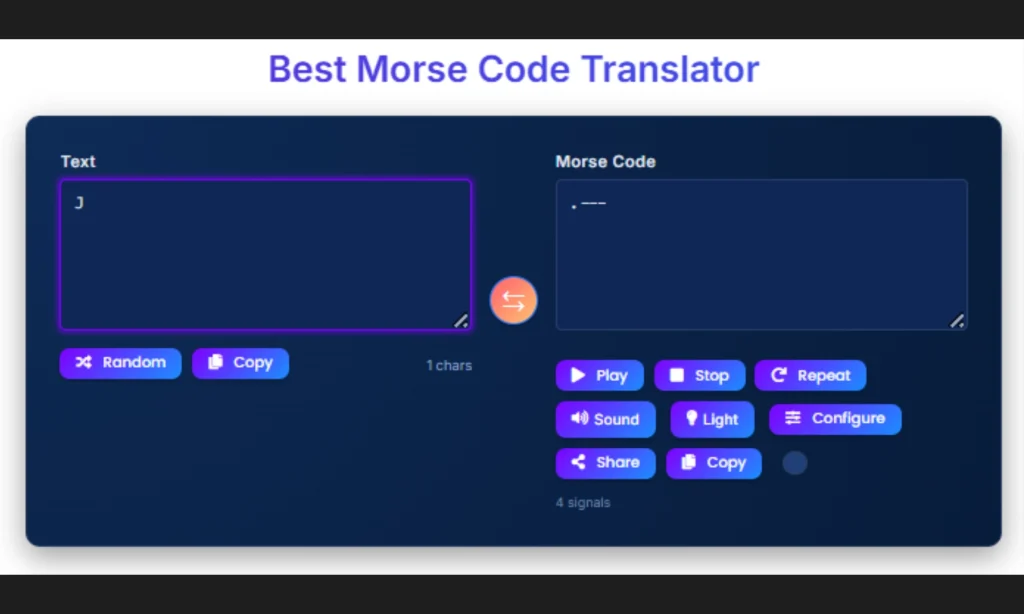 Morse Code Translator for the Letter J